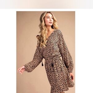 Eesome Balloons Sleeve leopard print dress NWOT